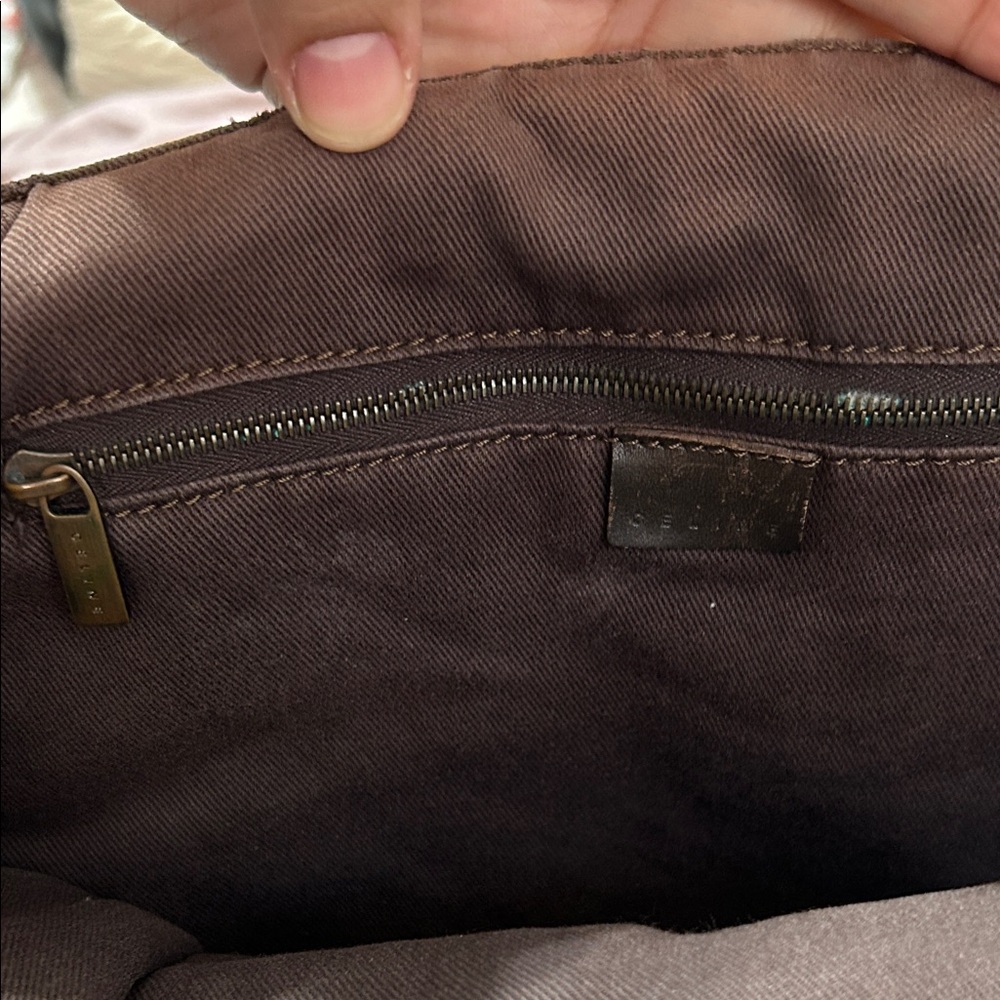 Celine Olive Green Tote with Dark Brown Leather Straps - Picture 14 of 16